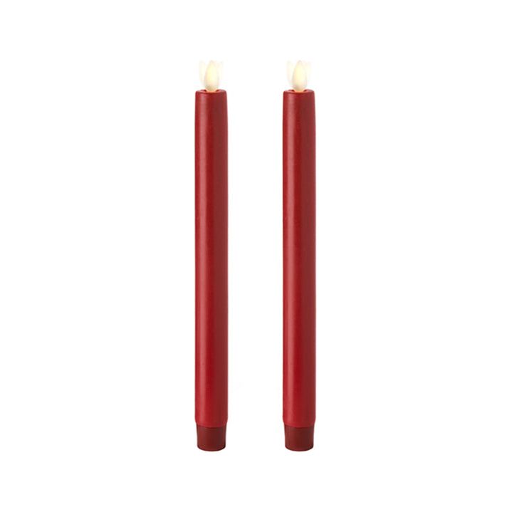 S/2 Moving Flame Taper Candles | Red