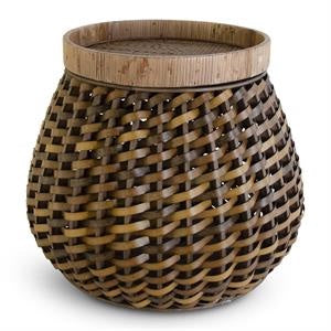Woven Wood Look Basket/Stand w/Removeable Tray