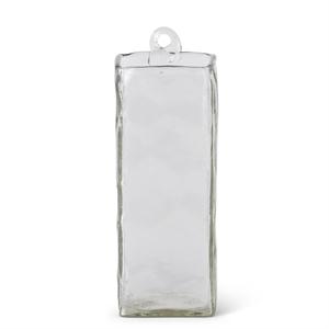 Hand-Blown Square Clear Glass Hanging Vase | Large