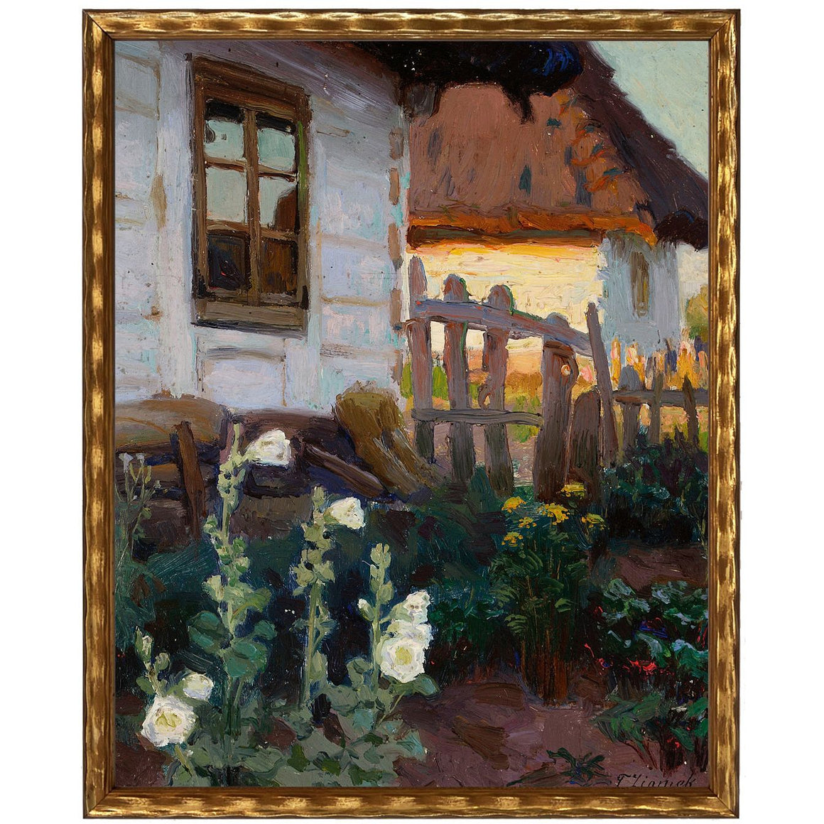 Vintage Oil Painting | House w/Flowers