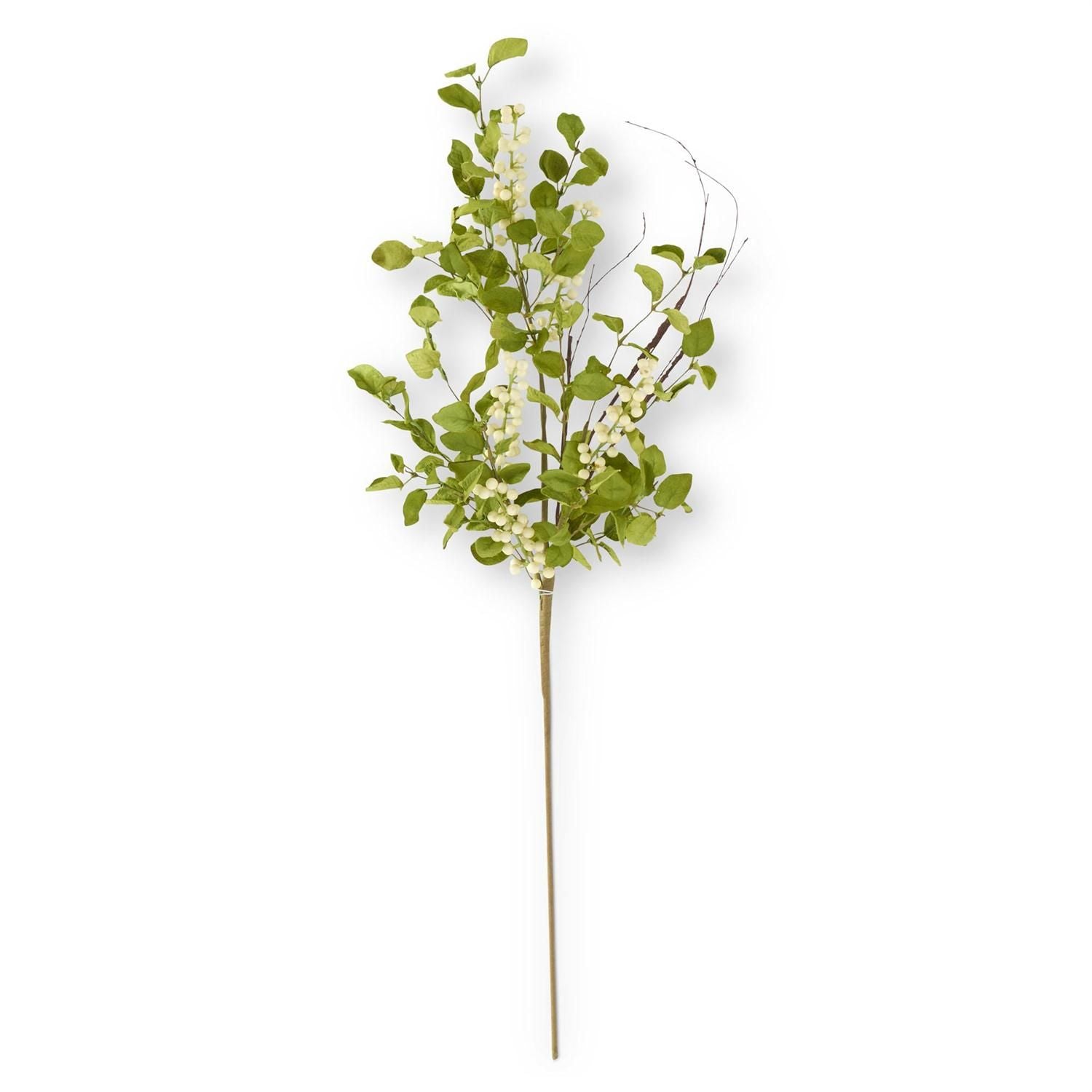Cream Berries w/LEaves & Twig Stem