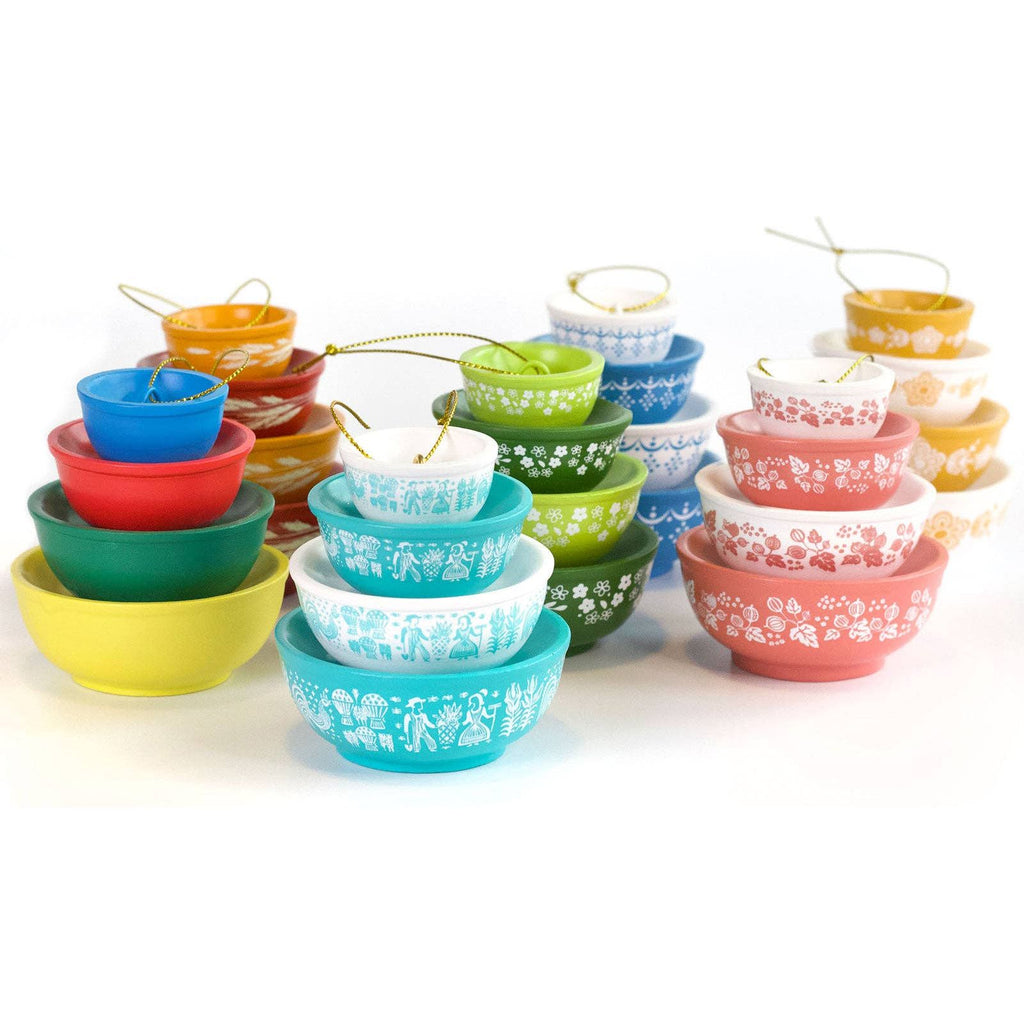 Miniature Pyrex Bowl Stack Ornament | Spring Blossom (1979)