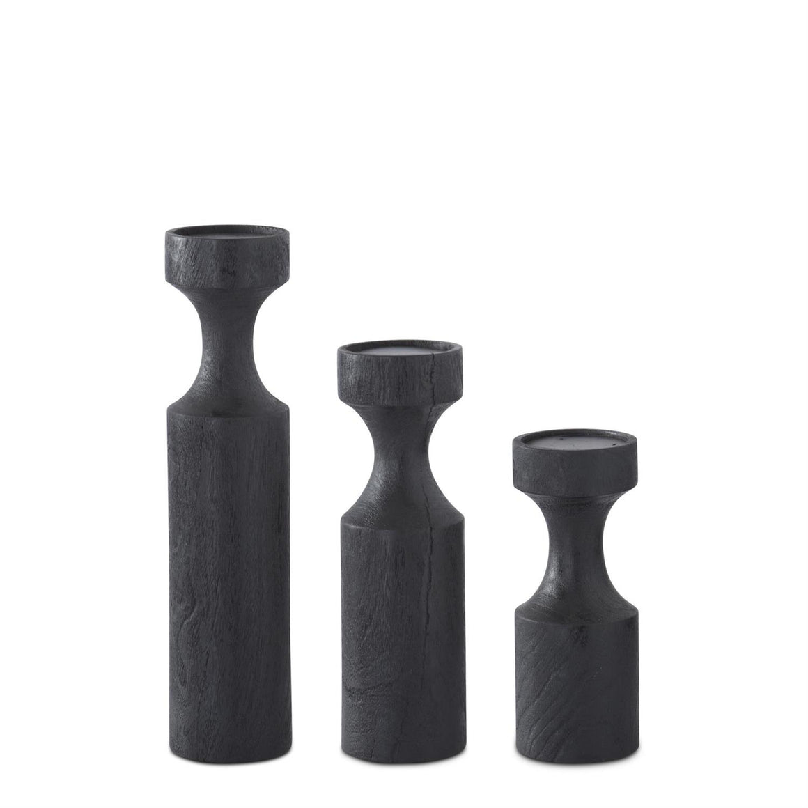 Black Wood Pillar Candleholder