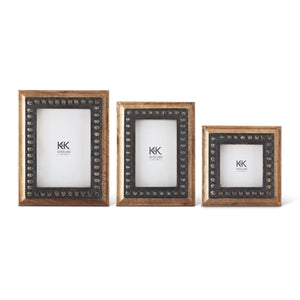 Black Rivet & Wood Photo Frame