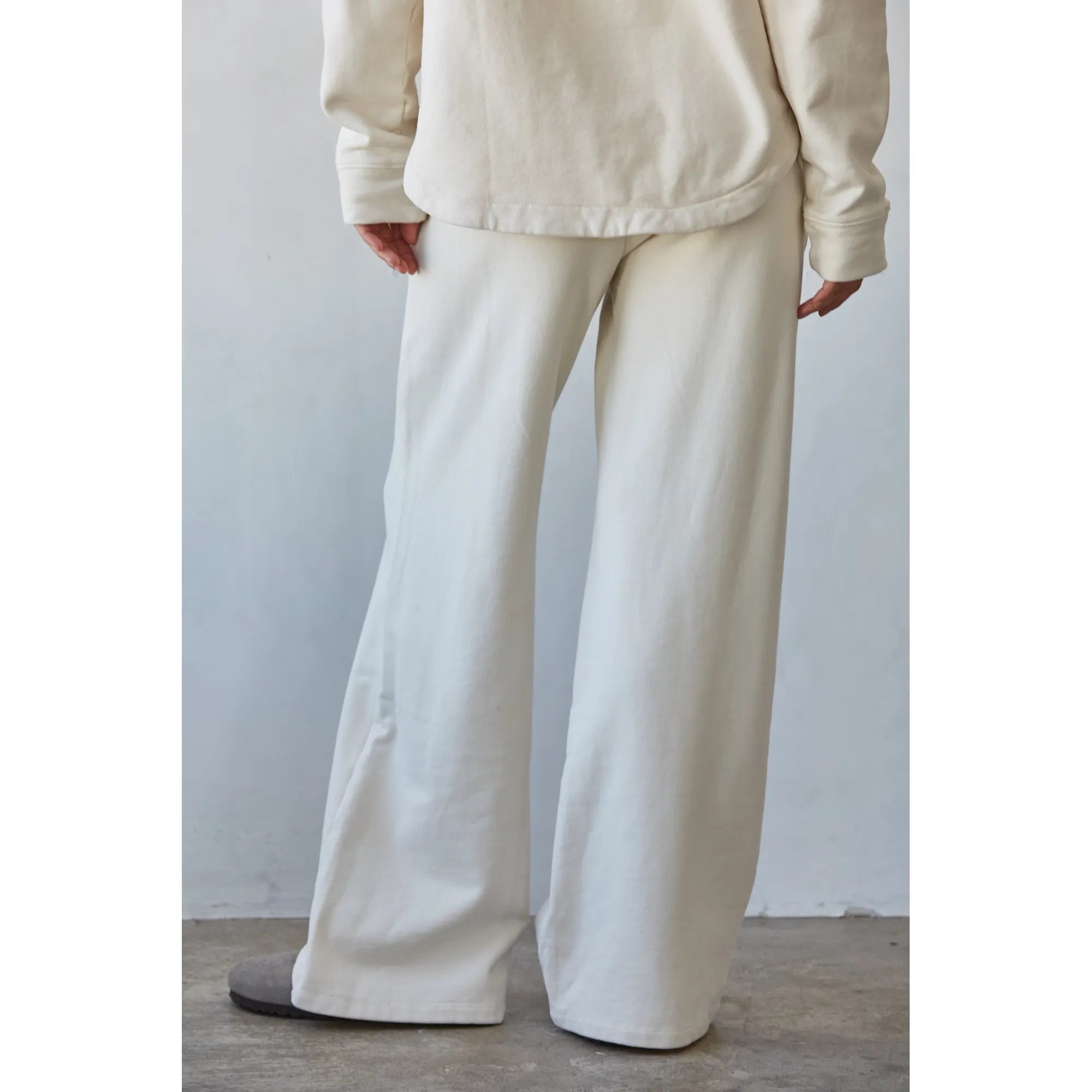Knit Cotton Wide Leg Pants | Light Beige