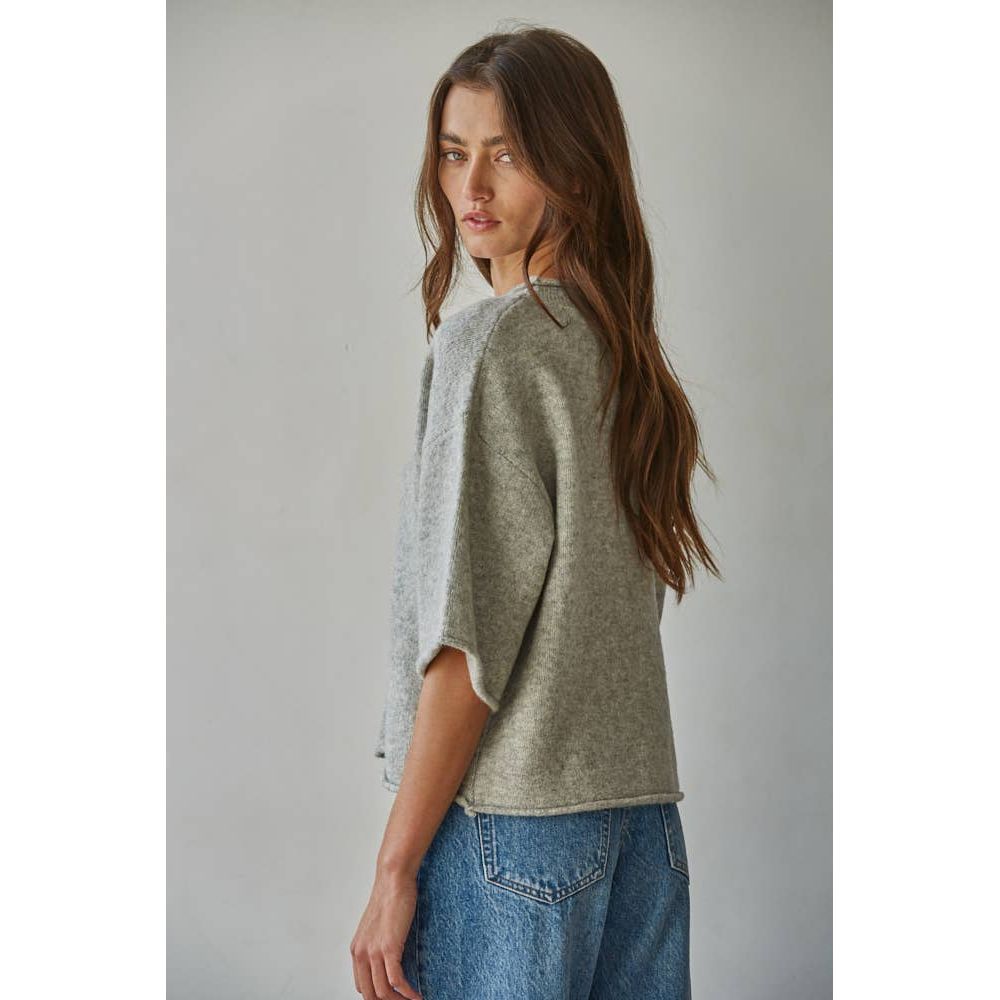 Knit Sweater Quarter Sleeve Button Up Cardigan Top