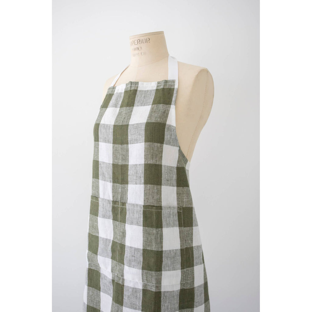 Keepsake Linen Adult Bistro Apron | Olive Gingham
