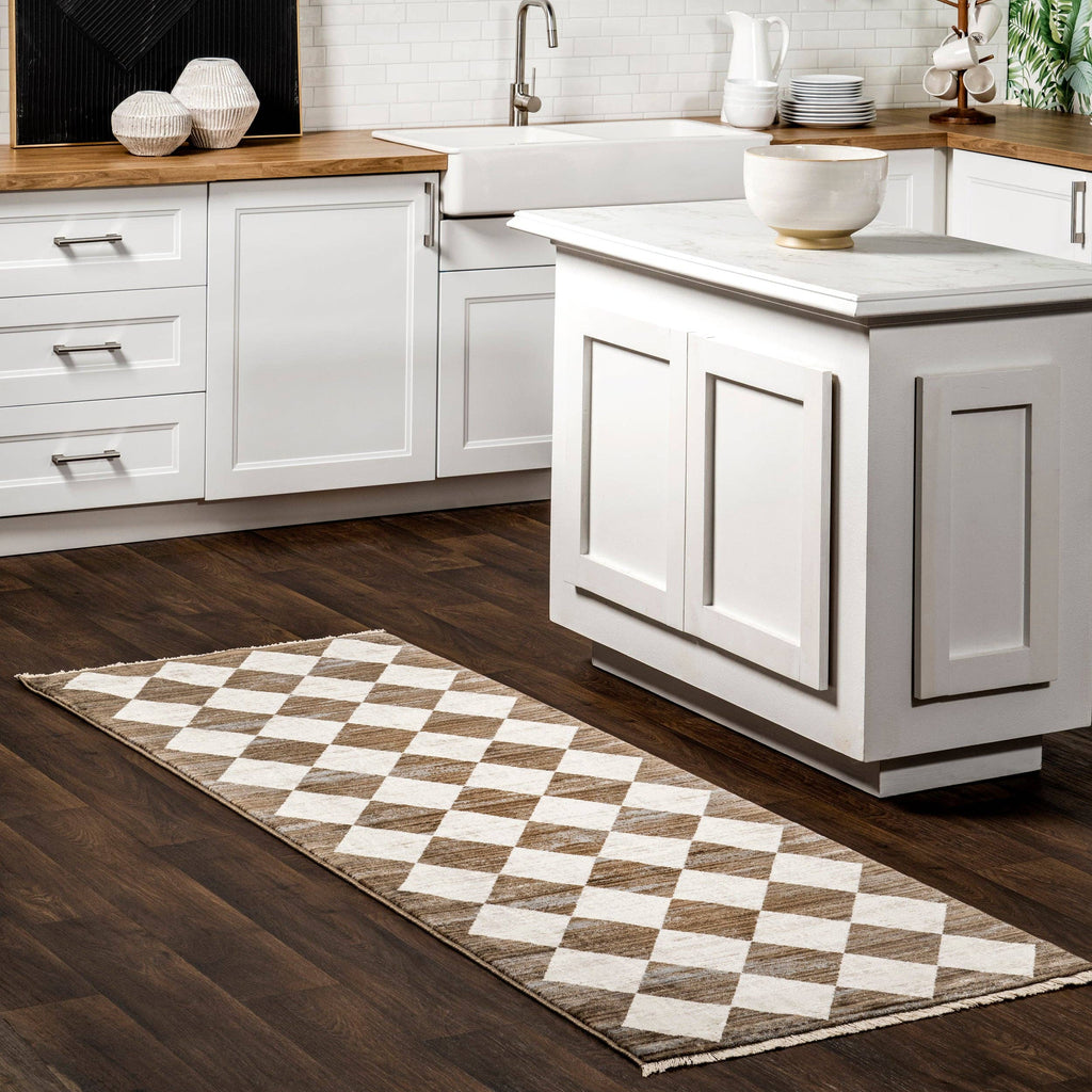 Meline Checkered Fringe Area Rug