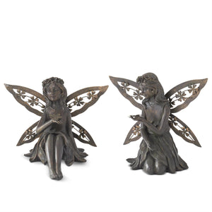 Faux Bronze Fairies w/Butterfly & Dragonfly
