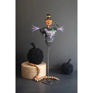 Recycled Metal Scarecrow w/Stand