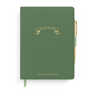 2025 Banner Agenda 17-Month Weekly Vegan Leather Bound Planner | Forest Green