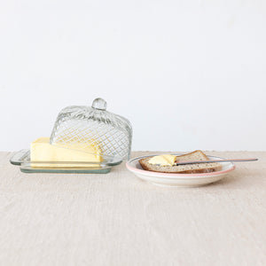 Cut Recycled Glass Butter Dish