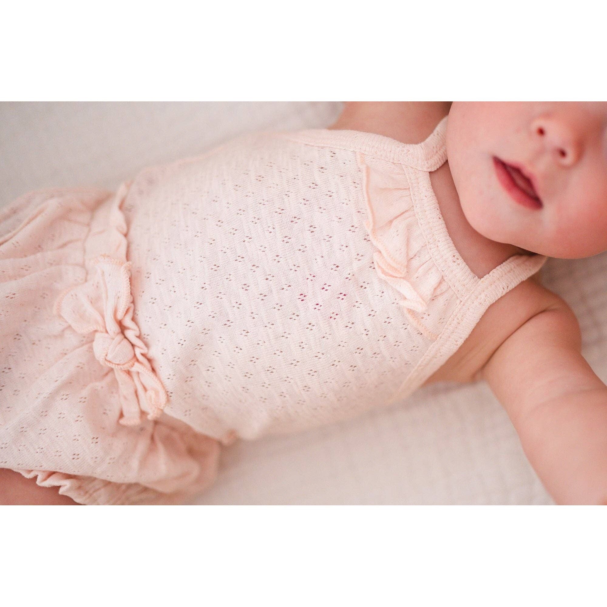Organic Pointelle Ruffle Bodysuit | Cotton Candy
