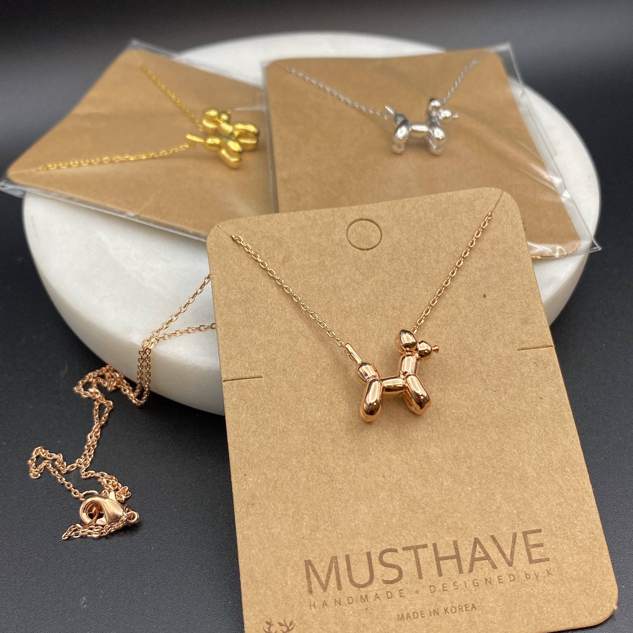 Balloon Dog Necklace | Gold