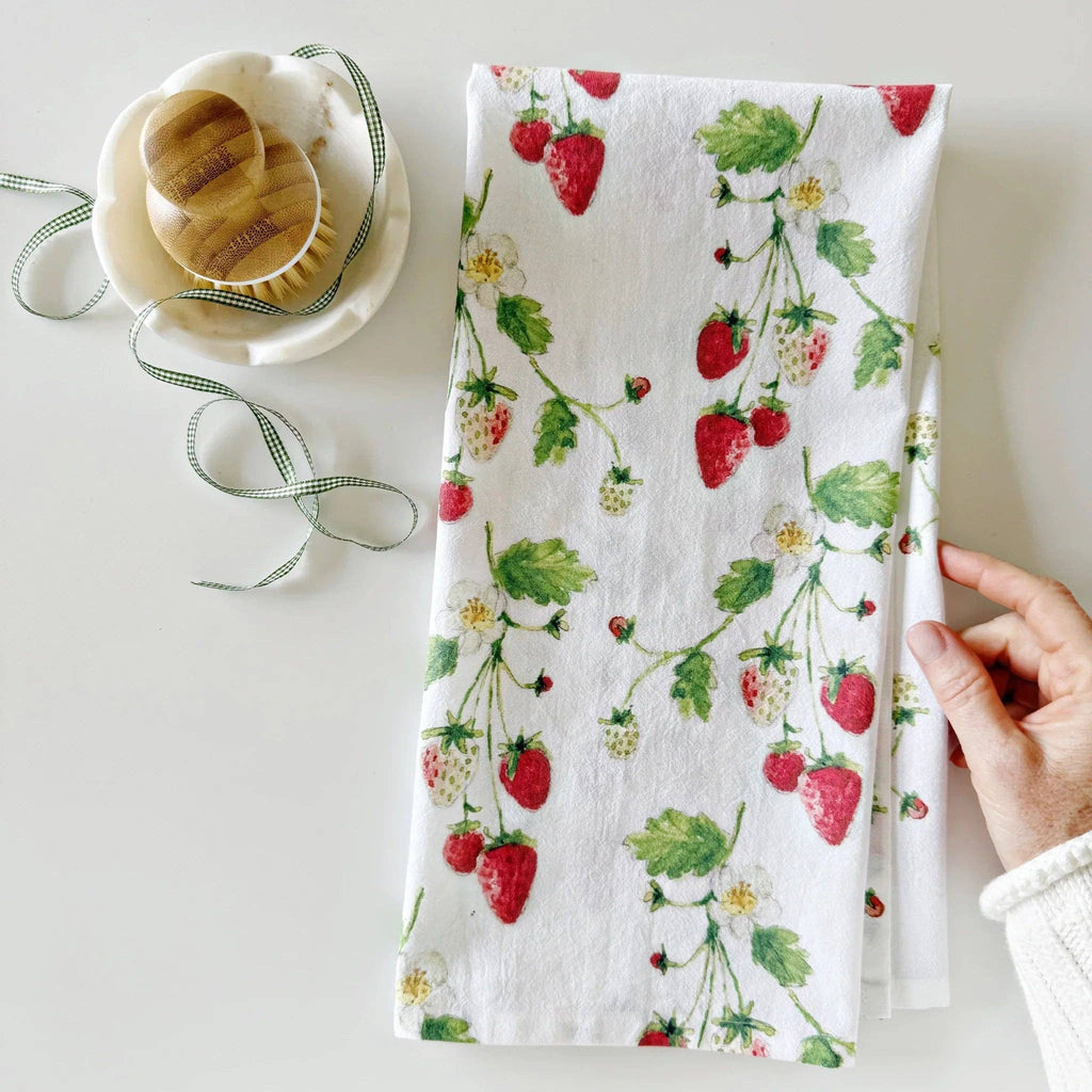 Cotton Flour Sack Tea Towel | Strawberry