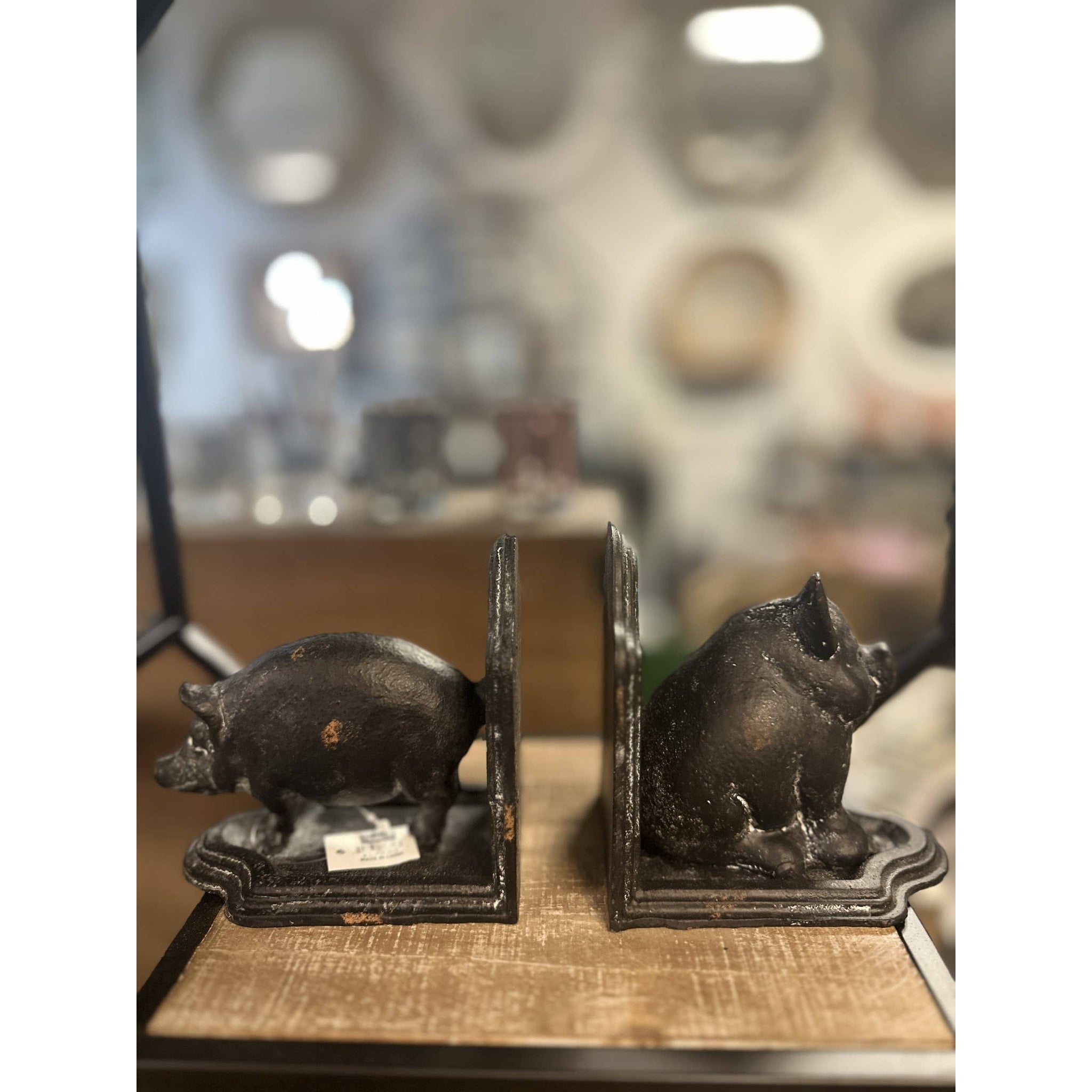S/2 Cast Iron Pig Bookends