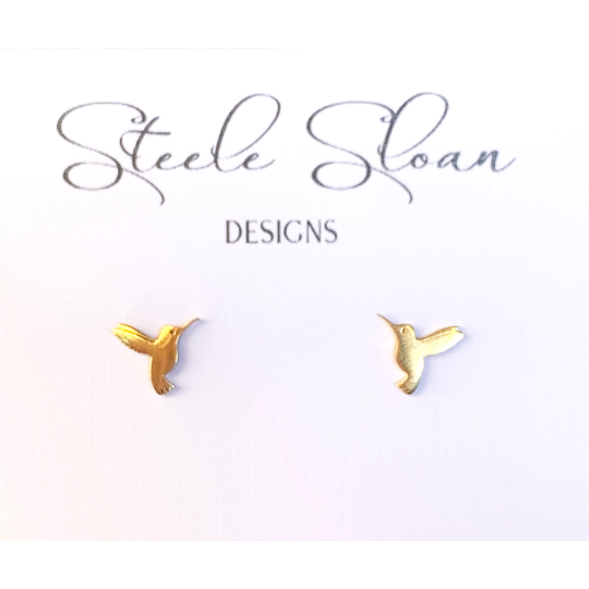 Tiny Hummingbird Stud Earrings