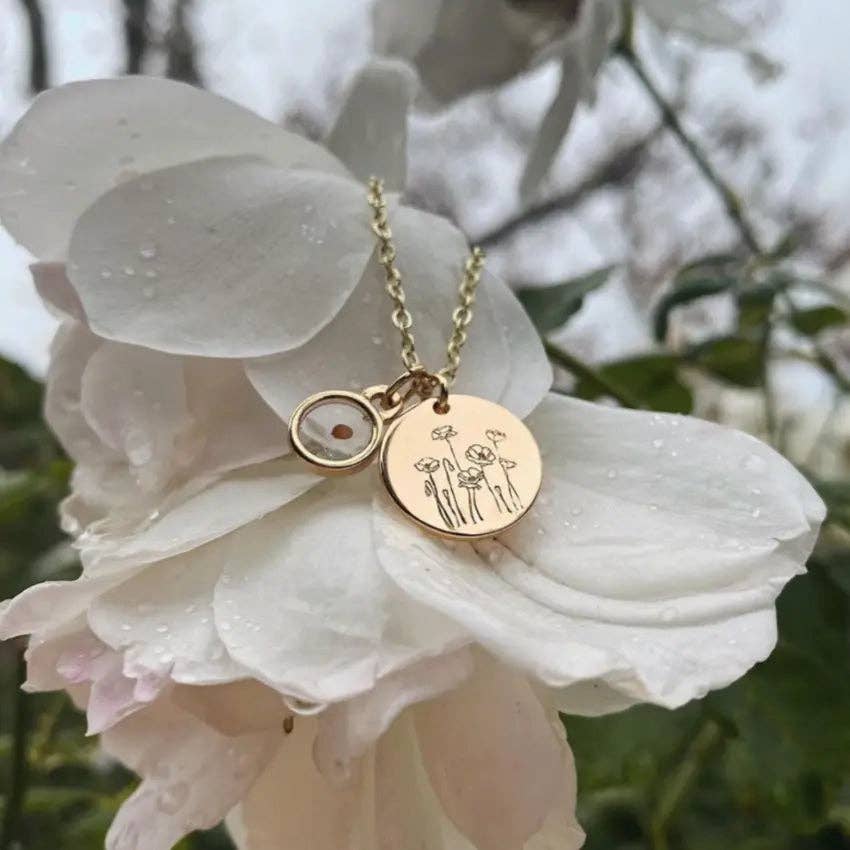Poppy Necklace w/Mustard Seed: Poppy