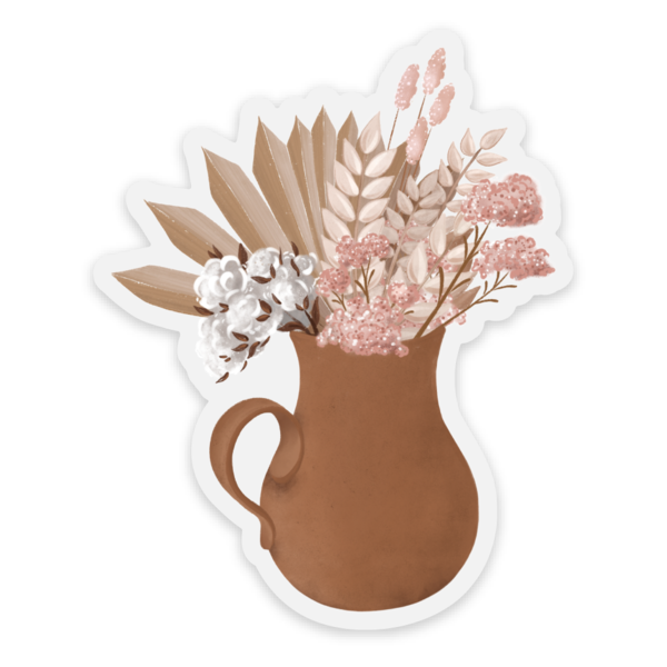 Clear Clay Pitcher Bouquet Sticker