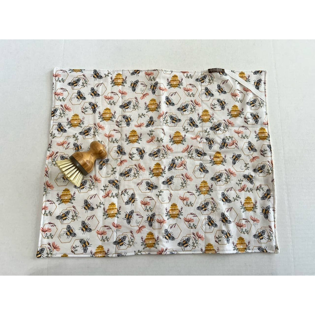 Dish Drying Mat | Embroidered Bee