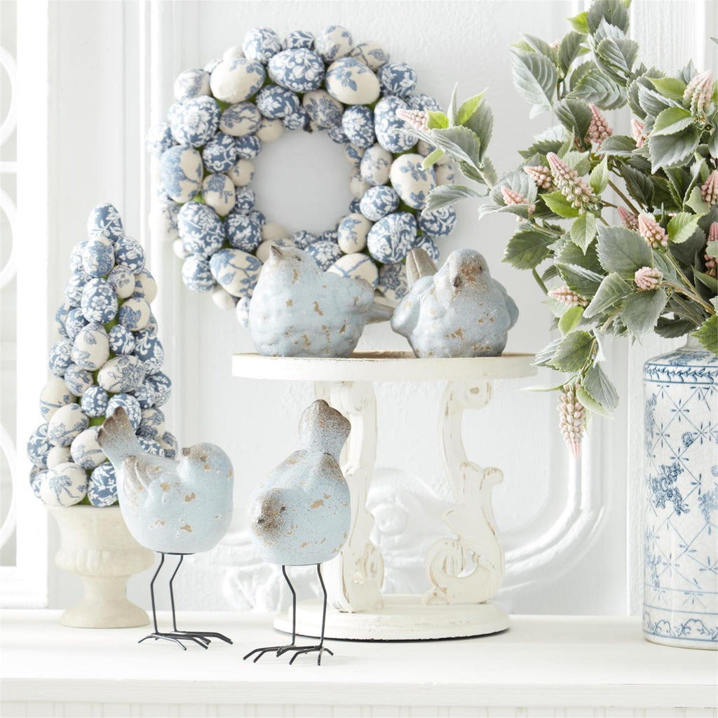 Weathered Blue Terracotta Bird | 4.5"