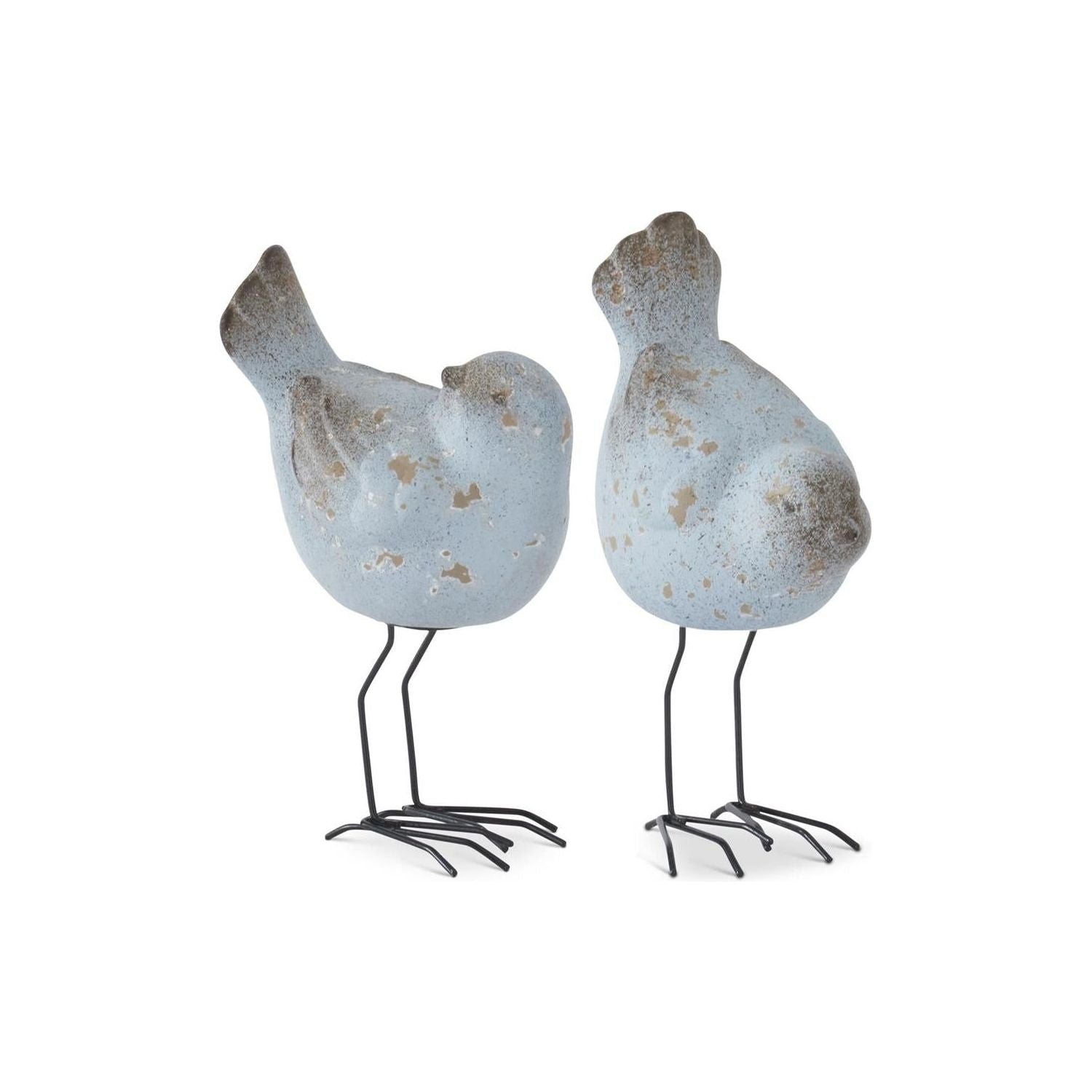 Weathered Blue Terracotta Bird | 8"