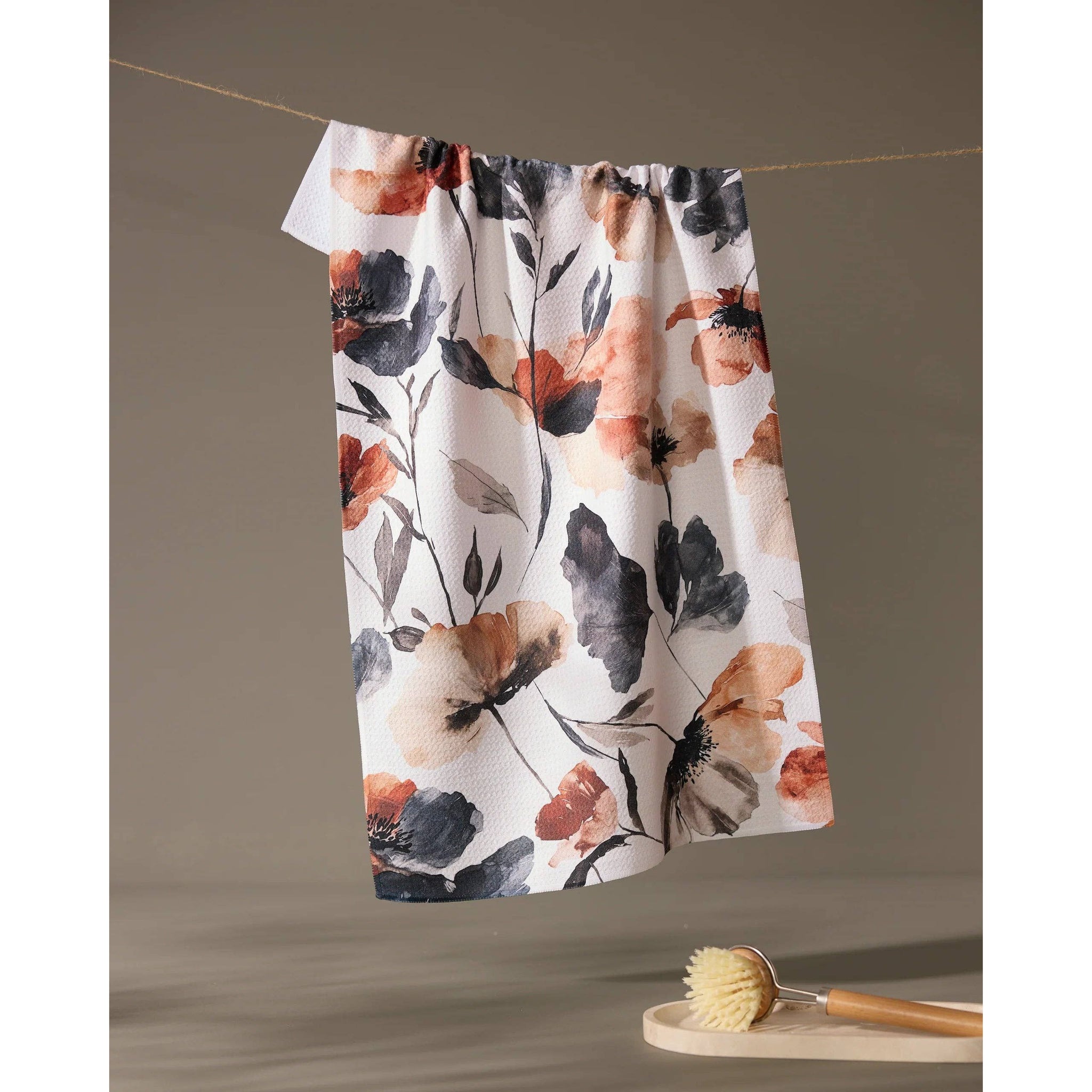 Geometry - Moody Poppy Tea Towel