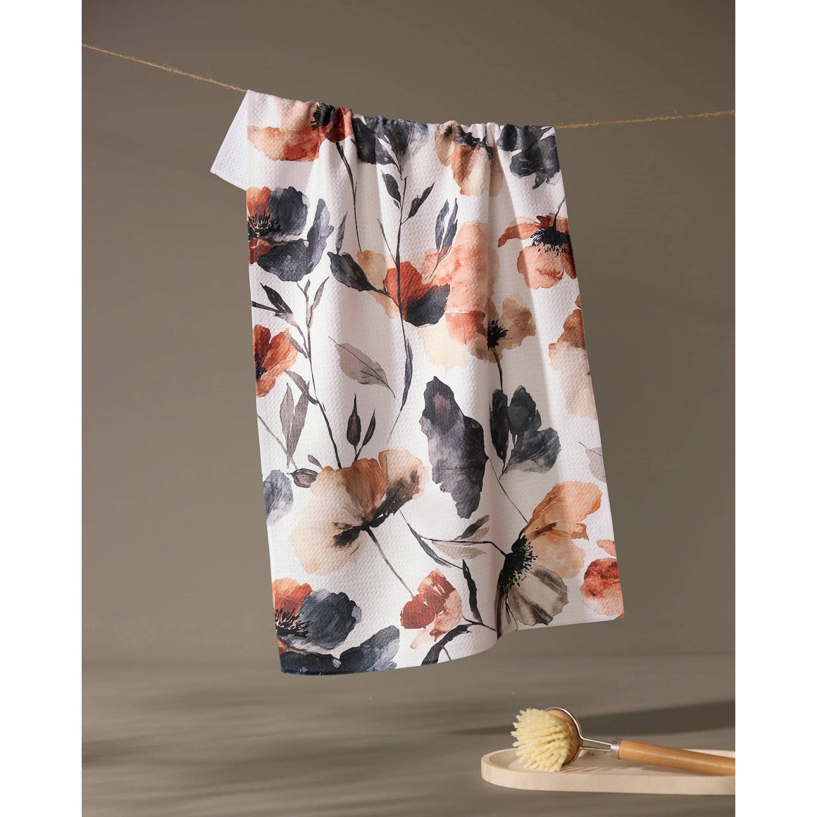 Geometry - Moody Poppy Tea Towel