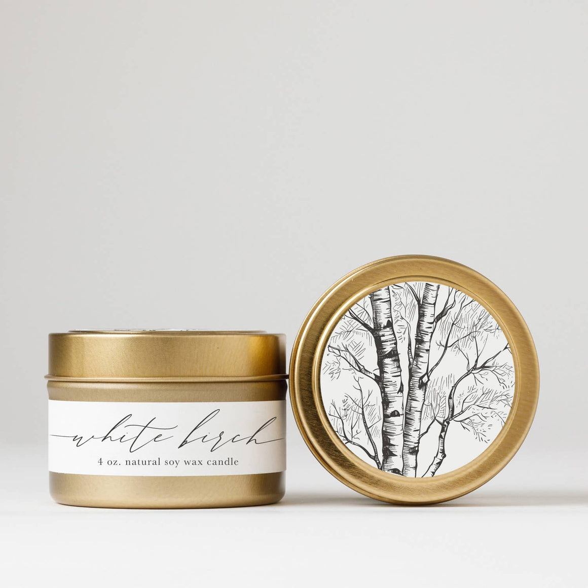 Tin Soy Candle | White Birch (Fall Cozy Winter Tree)