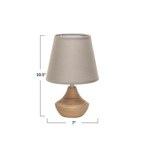 Eucalyptus Wood Table Lamp w/Linen Shade