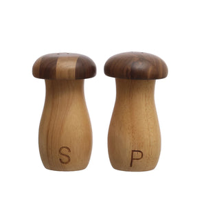 Mushroom Shaped Salt & Pepper Shaker Set