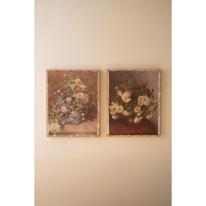 Vintage Floral Burlap Canvas Art