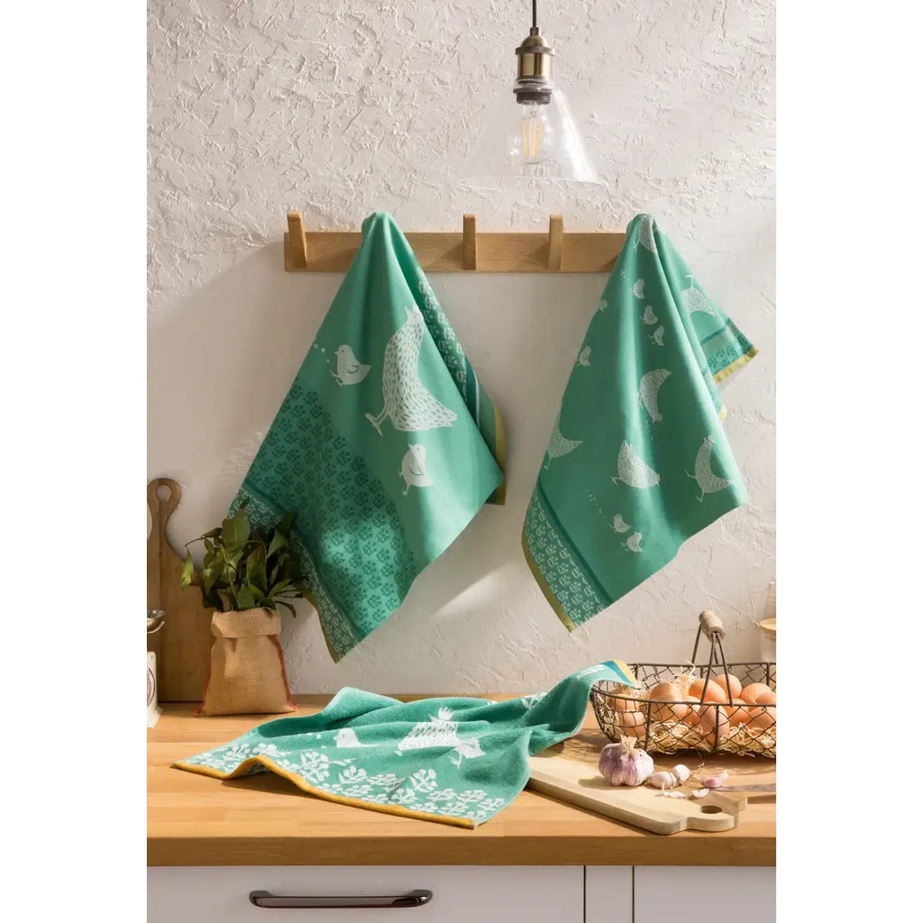 Coucke Green Hen Tea Towel