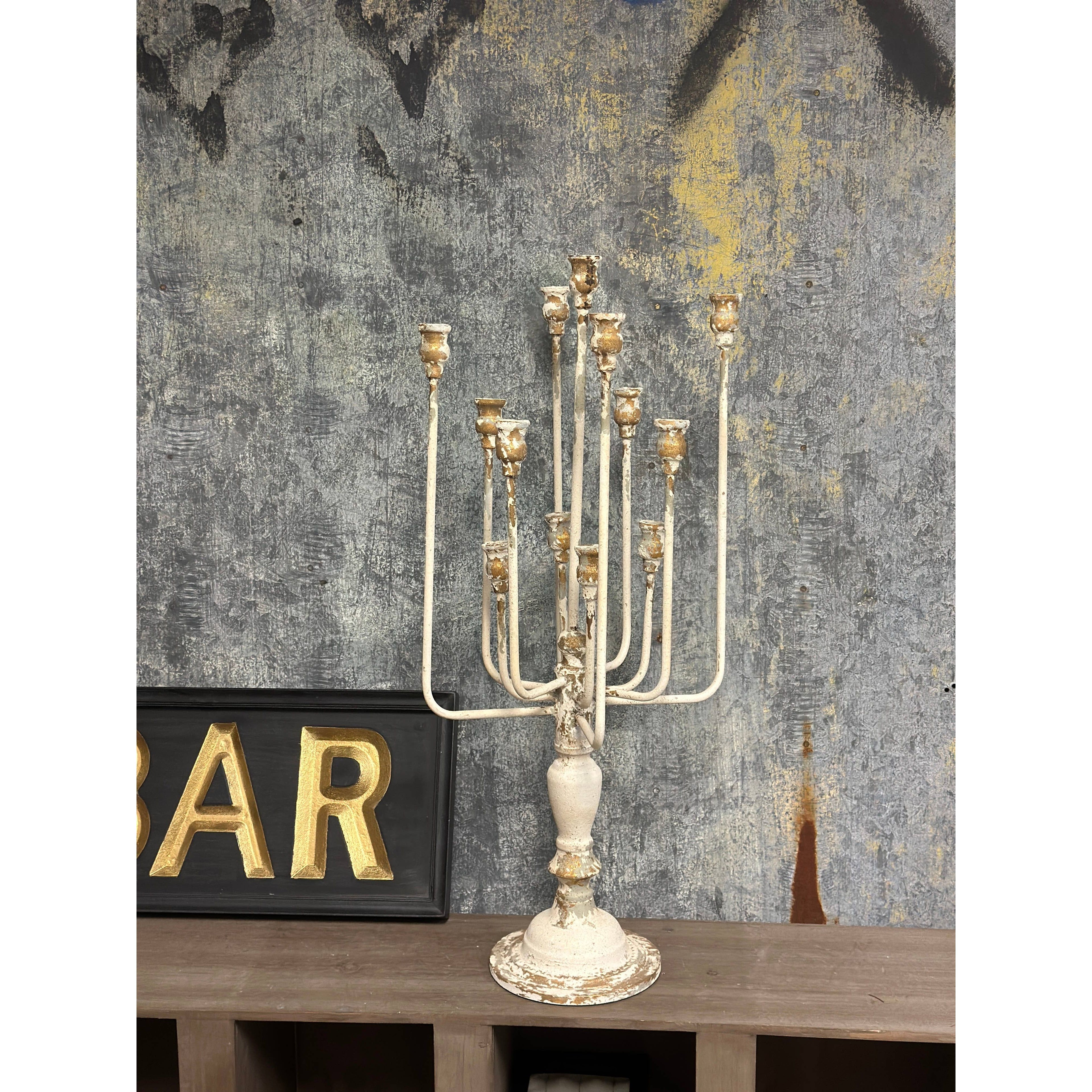 Black 13-Candle Iron Candelabra