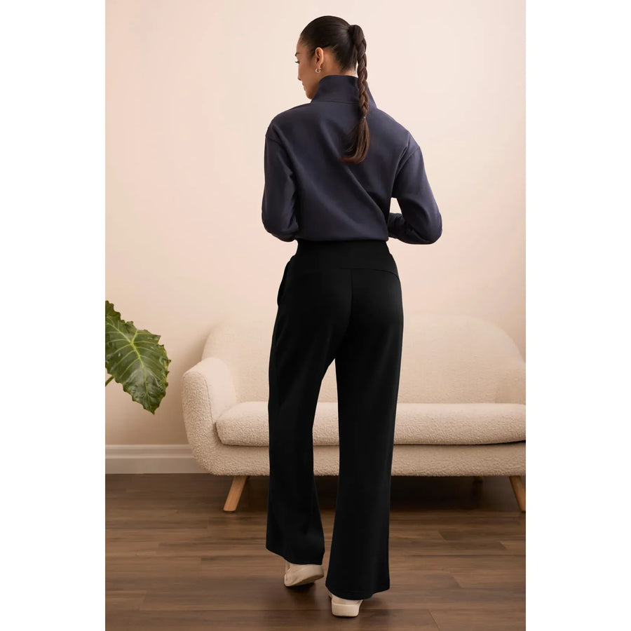 Techno Lux Wide Leg Pull-On Pants | Black