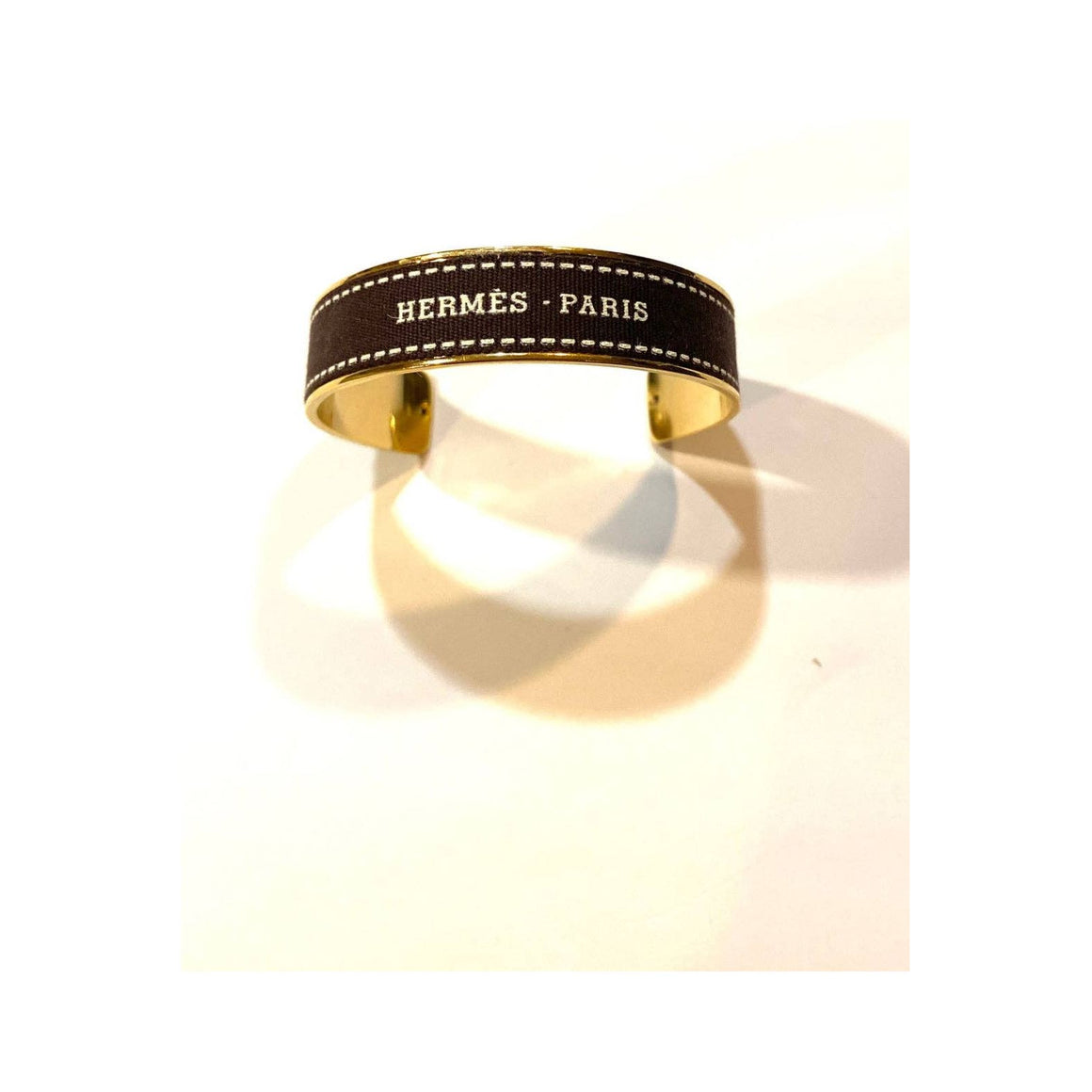 Up-Cycled Cuff Bracelet | Hermes Brown Ribbon