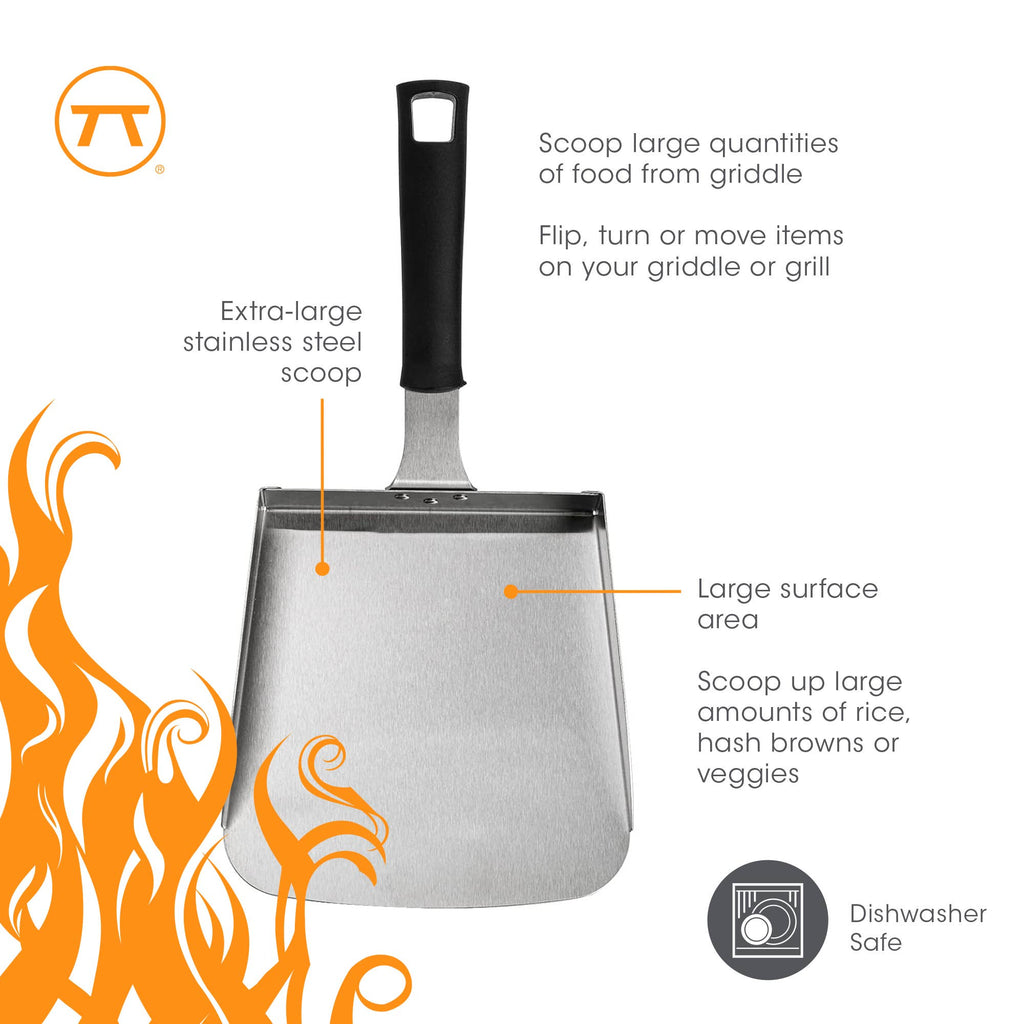Fox Run Brands - Outset Stainless Steel Griddle Scoop, XL 5 Cup Food Shovel
