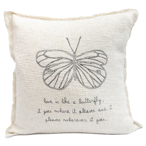 Pillow Collection - Love is Like A Butterfly Embroidered Pillow