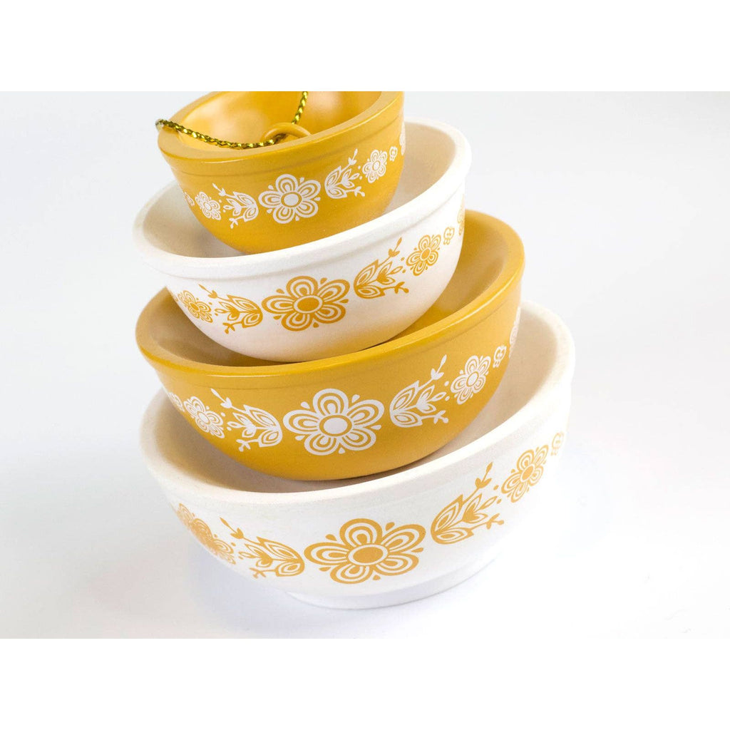 Miniature Pyrex Bowl Stack Ornament | Spring Blossom (1979)