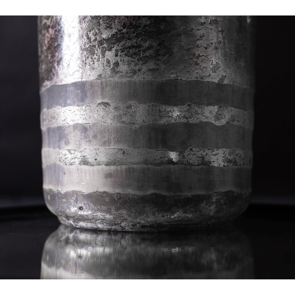 Silver Glass Bottle Vase | Luster Silver Etching