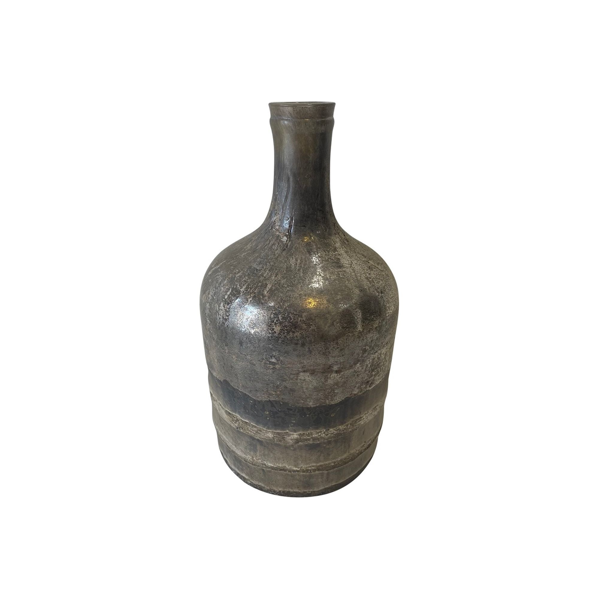 Silver Glass Bottle Vase | Luster Silver Etching