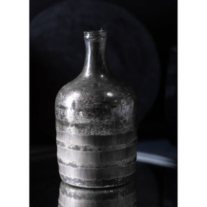Silver Glass Bottle Vase | Luster Silver Etching