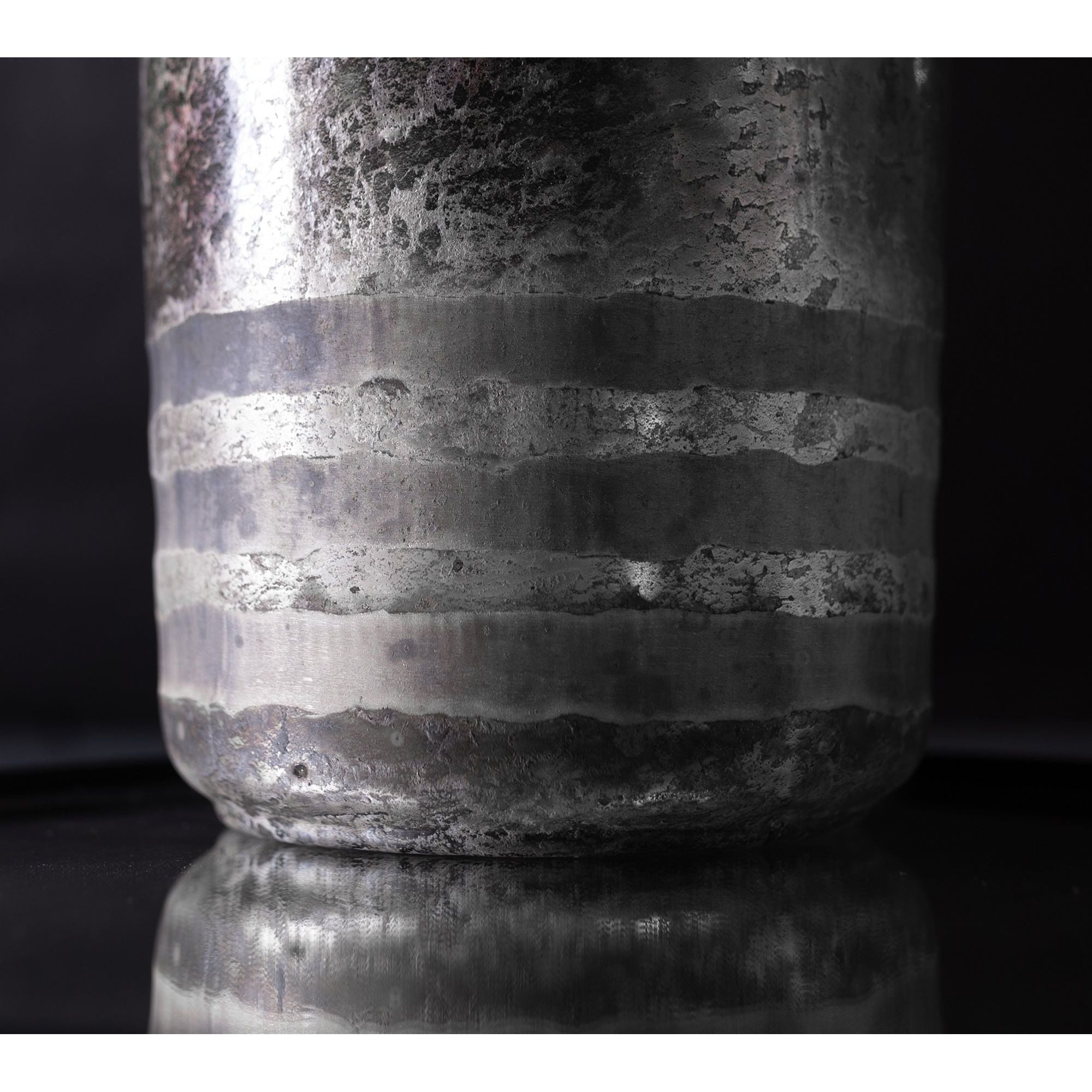 Silver Glass Bottle Vase | Luster Silver Etching