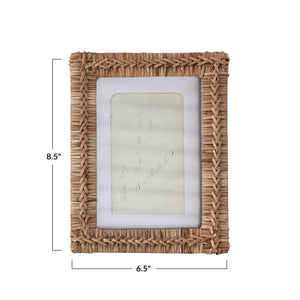 Hand-Woven Rattan Photo Frame