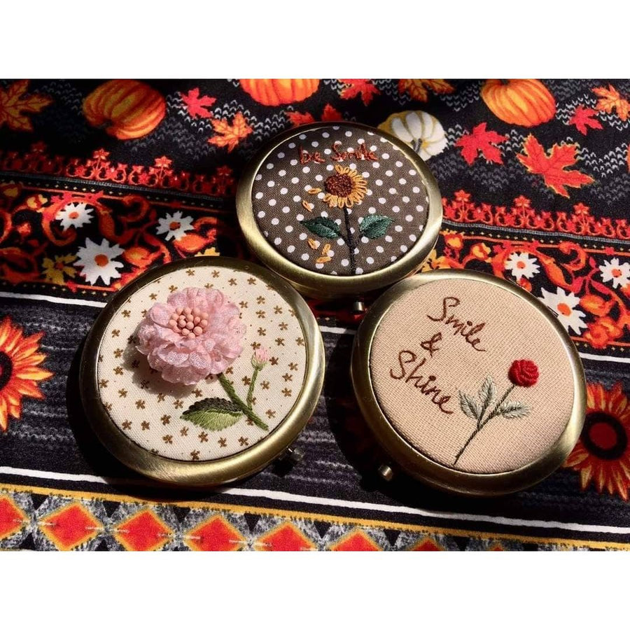 Embroidered Compact Mirror  | Sunflower