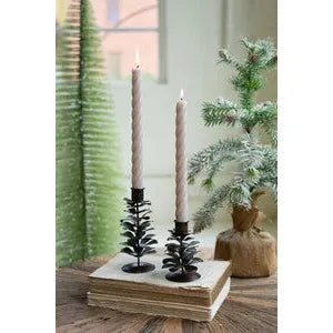 S/2  Metal Pine Cone Taper Holders