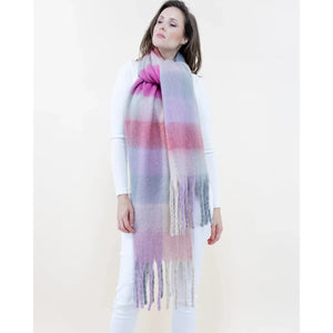 Fuzzy Multi Color Plaid Scarf