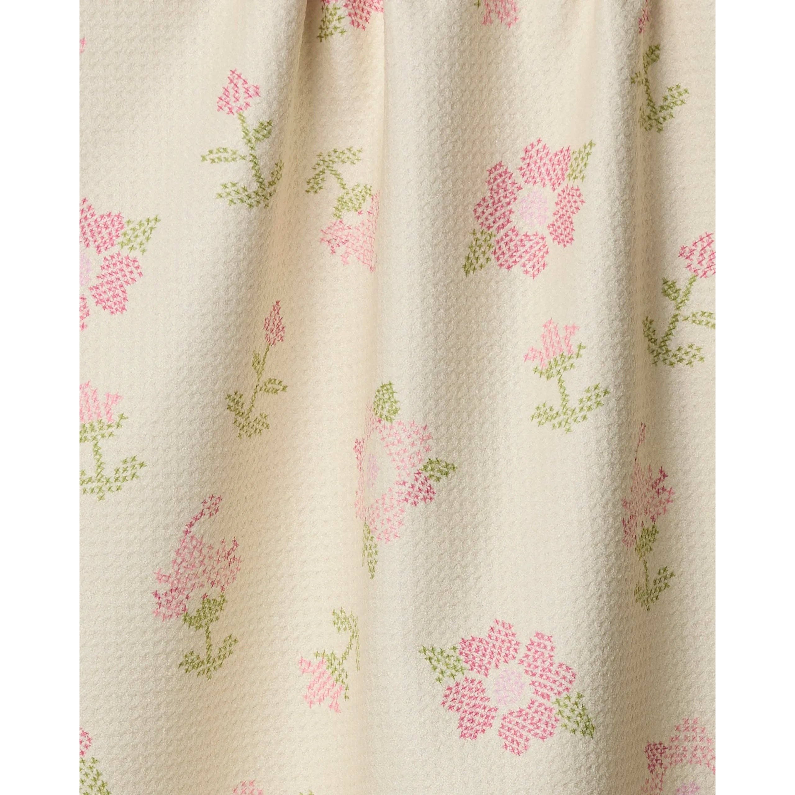 Geometry - Cross Stitch Floral Yellow Tea Towel