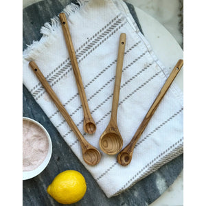 S/4 Handcrafted Olive Wood Long Handle Measuring Spoons