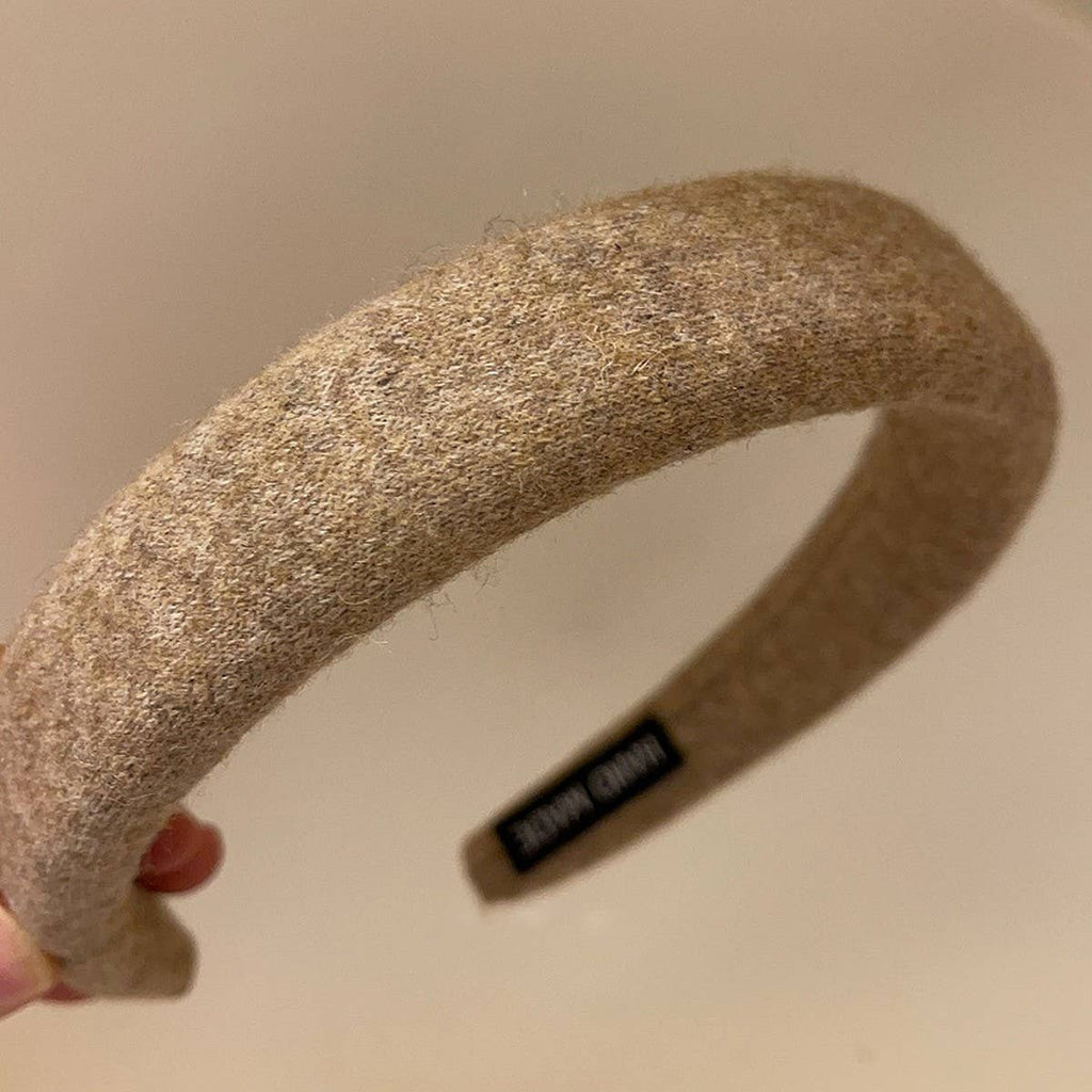 ACCITY - SOLID COLOR WOOL HEADBAND HAIRPIN HEADDRESS_CWAHA4027: Beige / (OS) 1